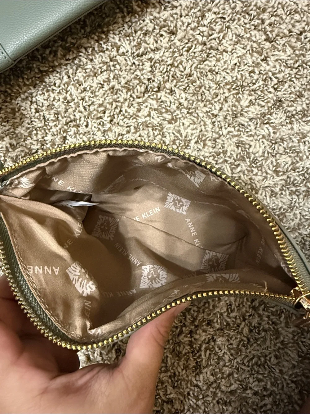 Anne Klein Sage Green Pebble Tote with Matching Pouch
